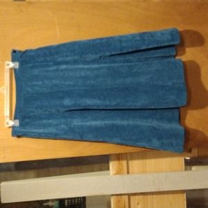 Teal Blue/Green Fine Wale Corduroy Skirt Size 12P 12 Company Collection Petite